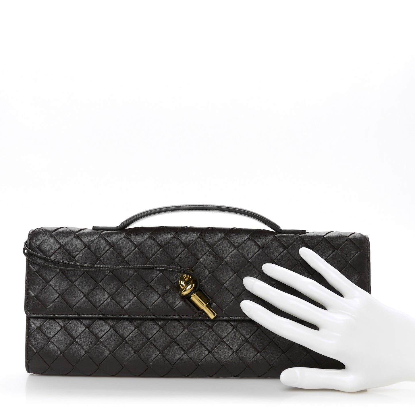 Nappa Intrecciato Long Andiamo Top Handle Clutch Fondant