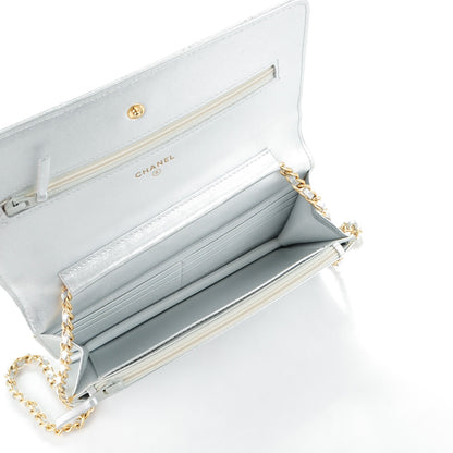 Chanel Metallic Lambskin Quilted Reissue Wallet On Chain WOC Silver 5 of 8