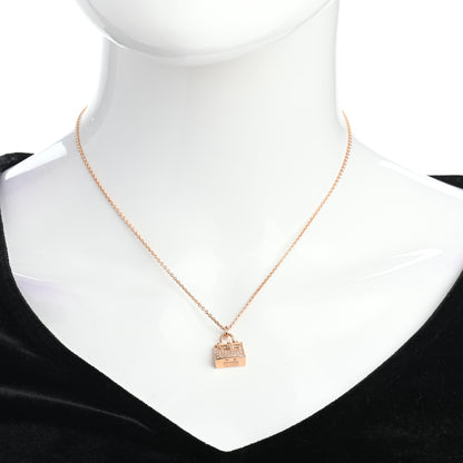 Hermes 18K Rose Gold Diamond Kelly Amulette Pendant Necklace 2 of 6