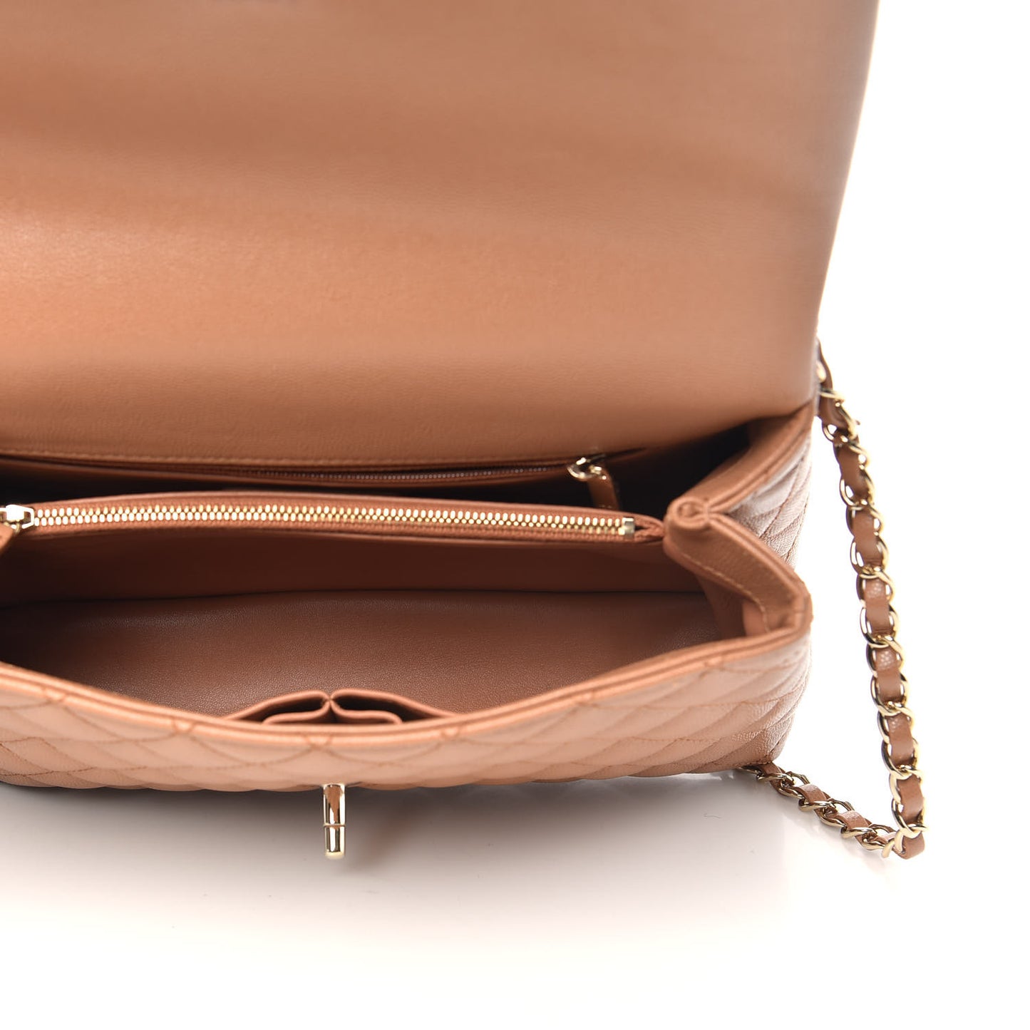 Caviar Quilted Small Coco Handle Flap Brown