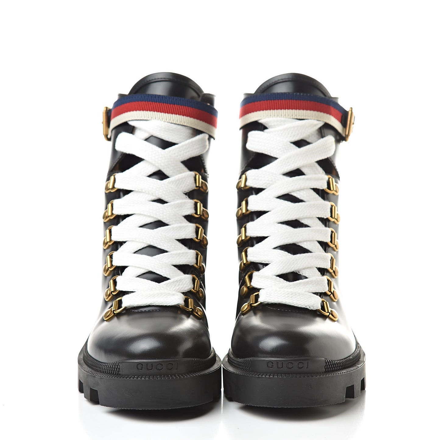 Calfskin Sylvie Web Womens Lace Up Combat Boots 36 Black