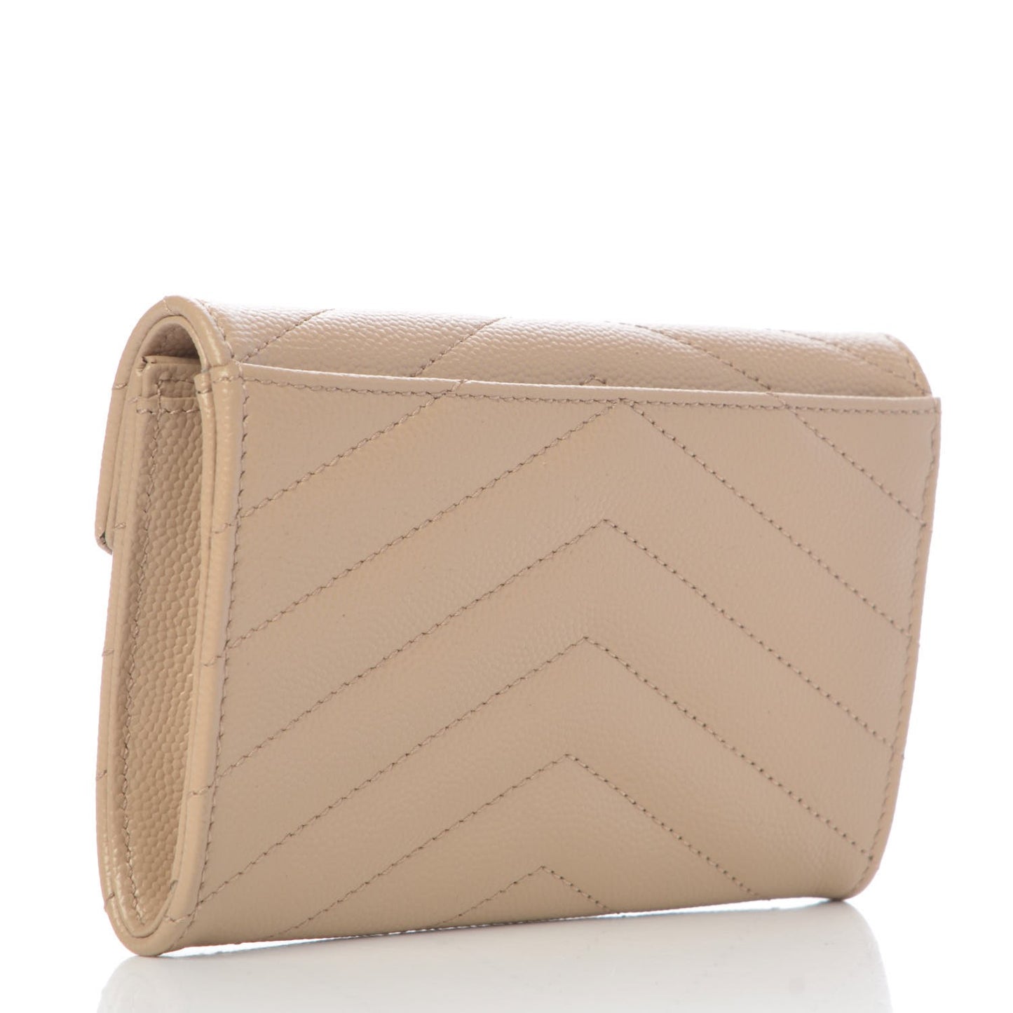 Grain De Poudre Matelasse Chevron Small Monogram Envelope Wallet Dark Beige