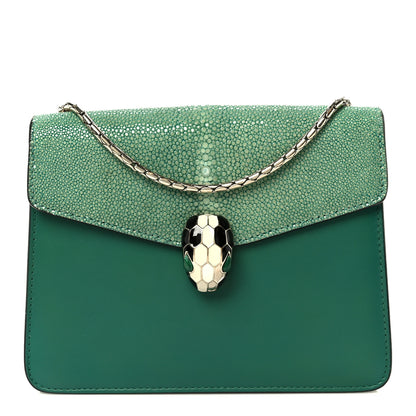 Bulgari Galuchat Calfskin Serpenti Forever Crossbody Bag Green 1 of 12