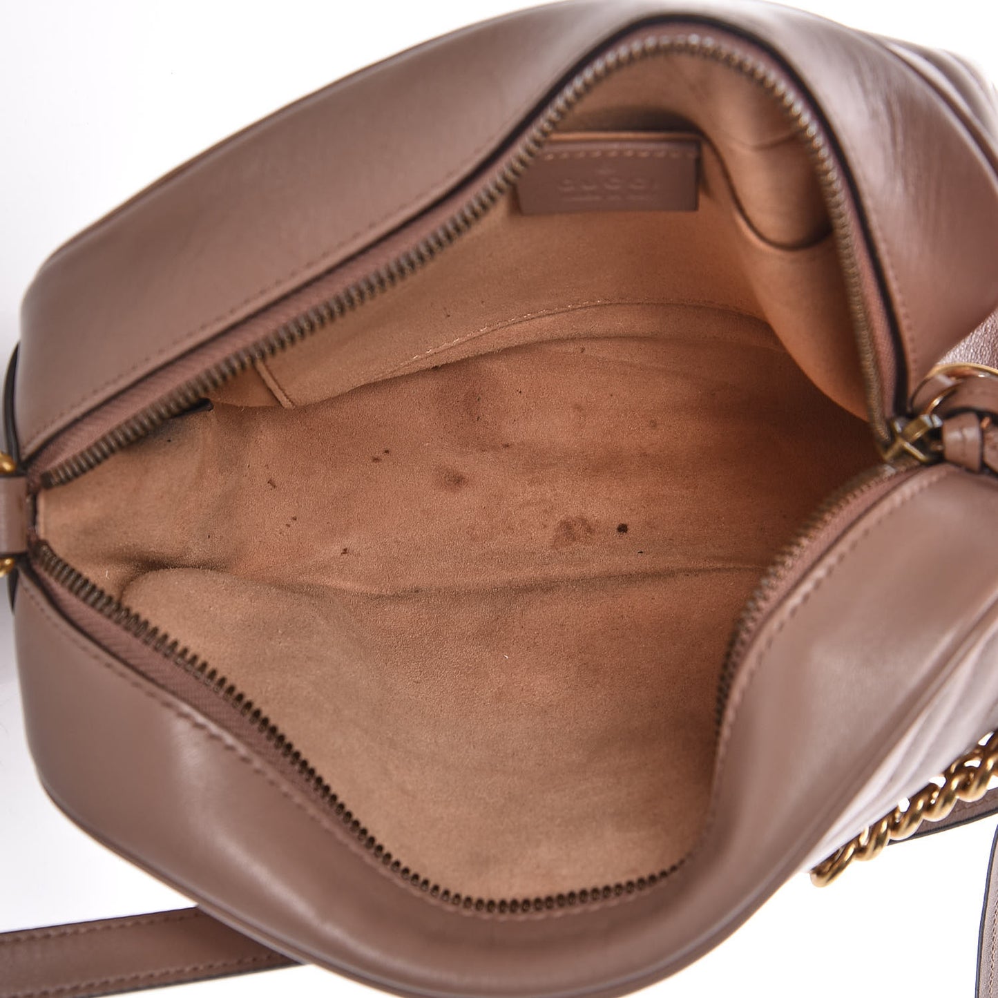 Calfskin Matelasse Small GG Marmont Chain Shoulder Bag Taupe