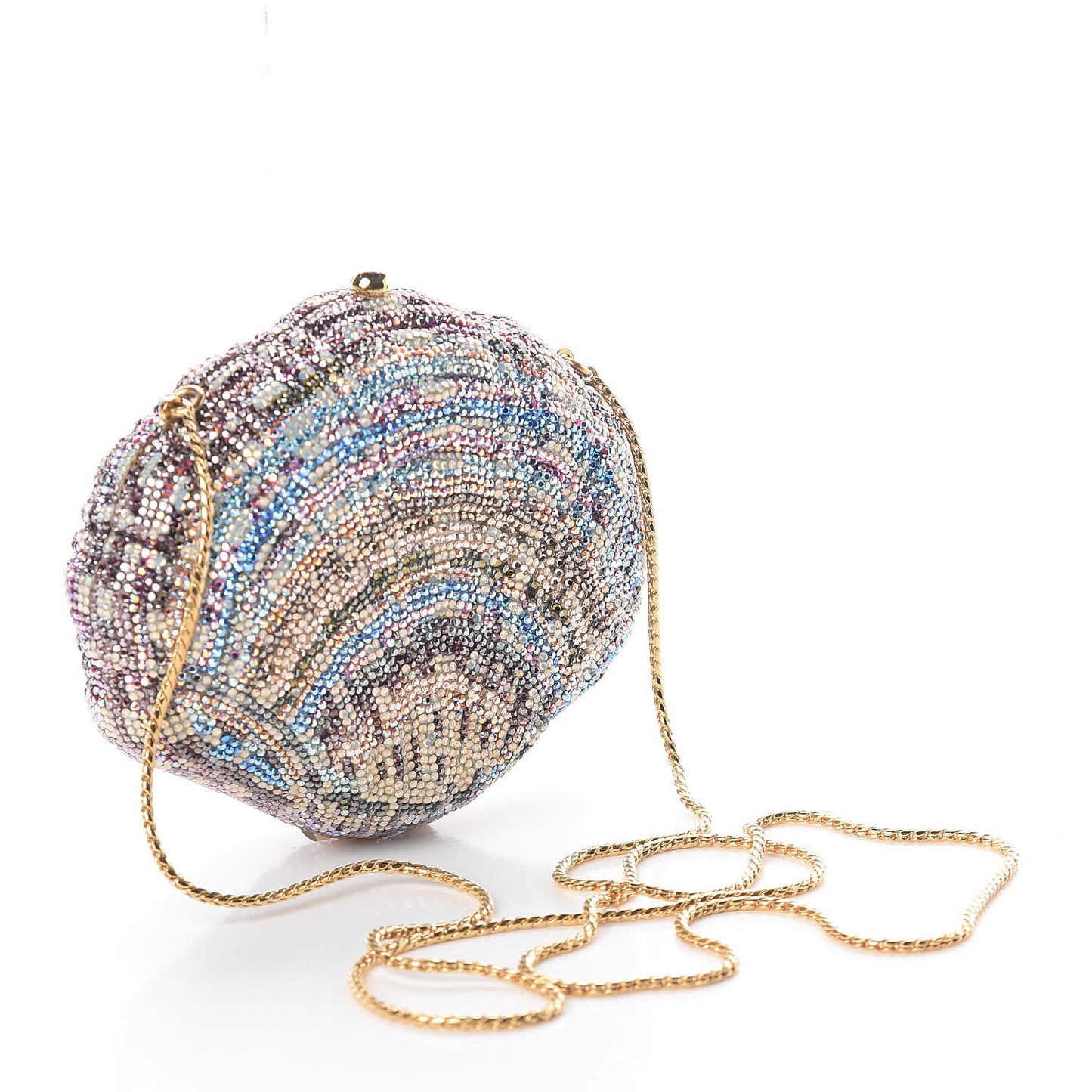 Crystal Seashell Minaudiere Chain Clutch Multicolor
