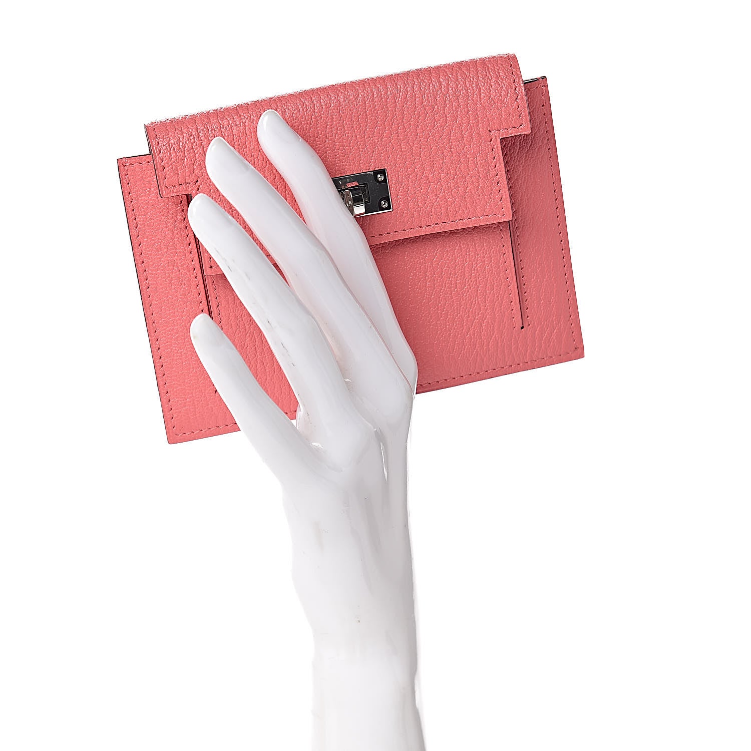 Hermes Chevre Mysore Kelly Pocket Compact Wallet Rose Ete 2 of 8
