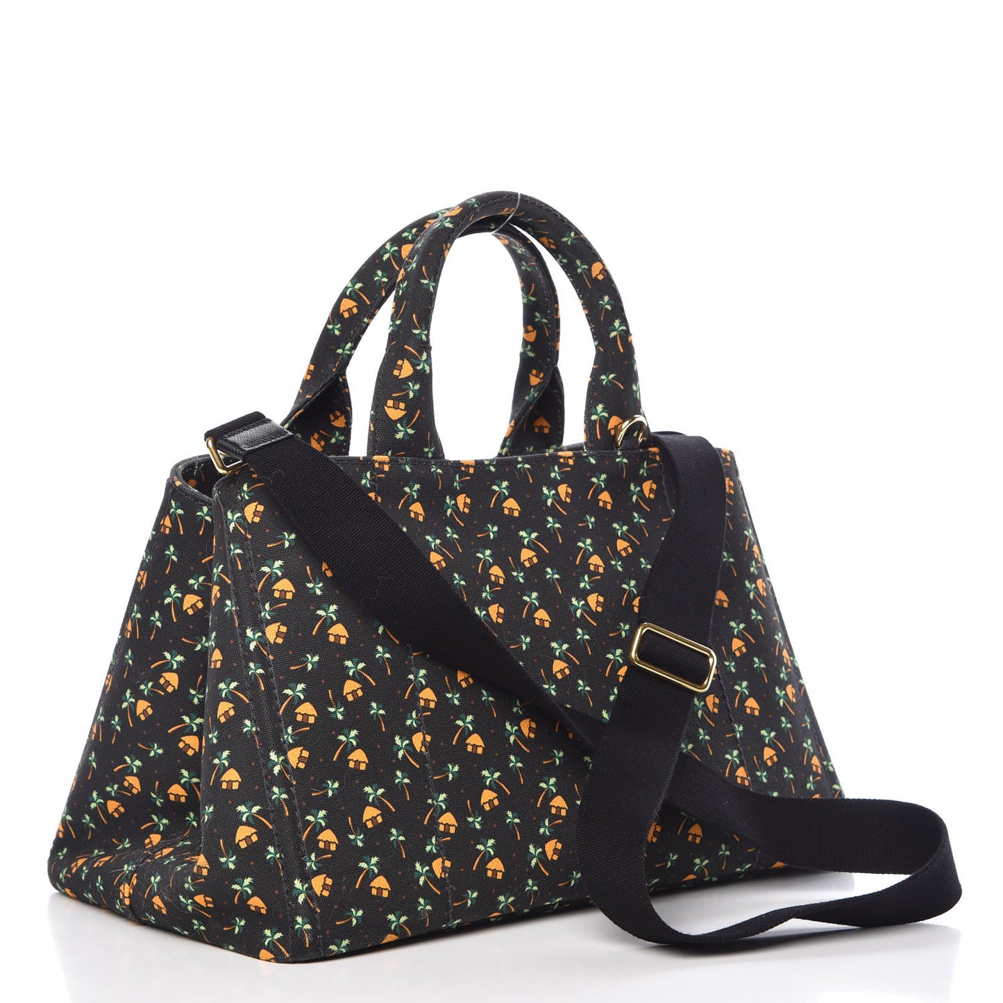 Canapa Palm Tree Print Logo Tote Black