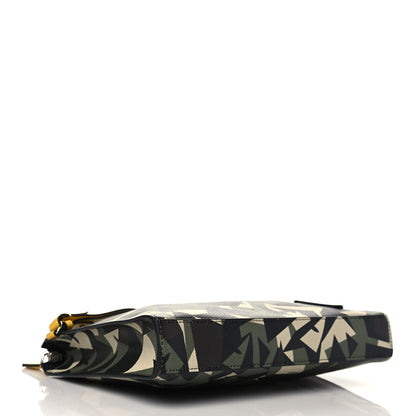 Fendi Textured Calfskin Bugs Camouflage Clutch Multicolor Military 4 of 10