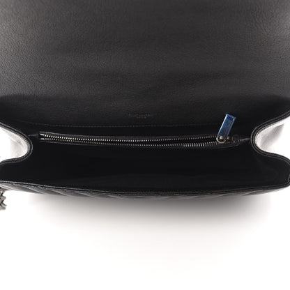 Saint Laurent Sheepskin Matelasse Chevron Monogram Large College Satchel Black 4 of 10