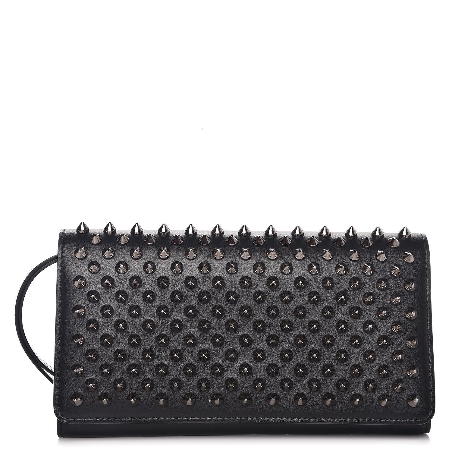 Christian Louboutin Calfskin Macaron Spiked Flap Wallet Black 1 of 8