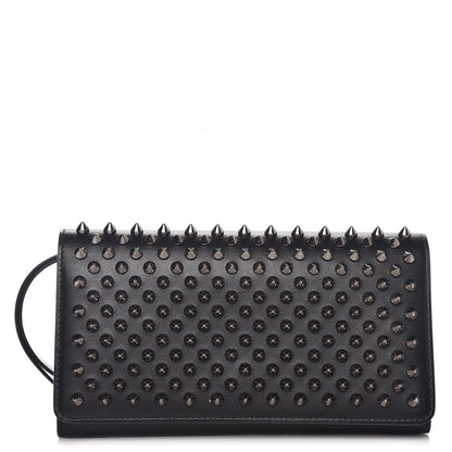 Christian Louboutin Calfskin Macaron Spiked Flap Wallet Black 1 of 8