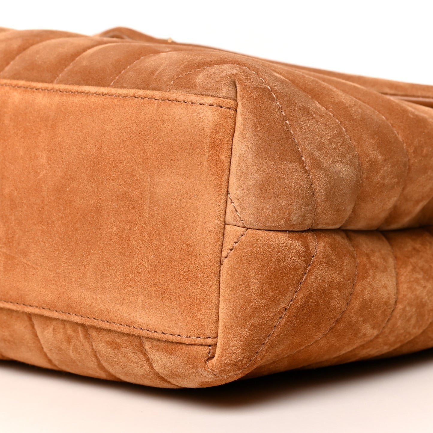 Suede Calfskin Y Quilted Monogram Small Loulou Chain Satchel Cinnamon