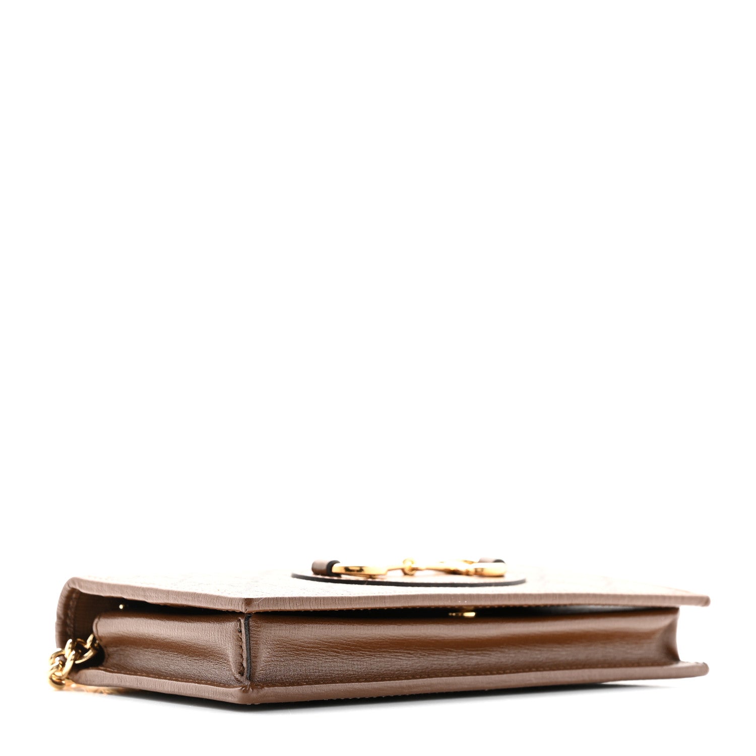 Gucci GG Supreme Monogram Azalea Calfskin Horsebit 1955 Wallet On Chain Beige Ebony Brown Sugar 4 of 10