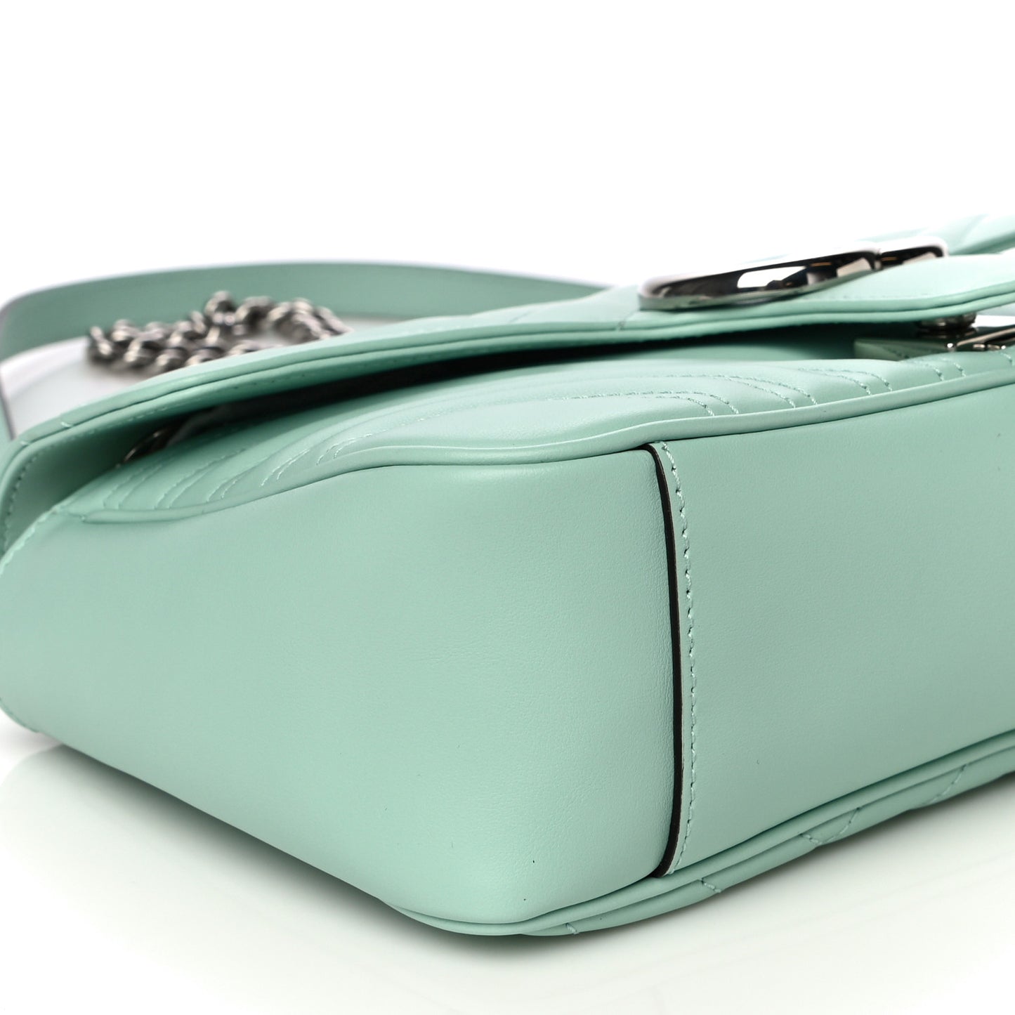 Calfskin Matelasse Small GG Marmont Shoulder Bag Water Green
