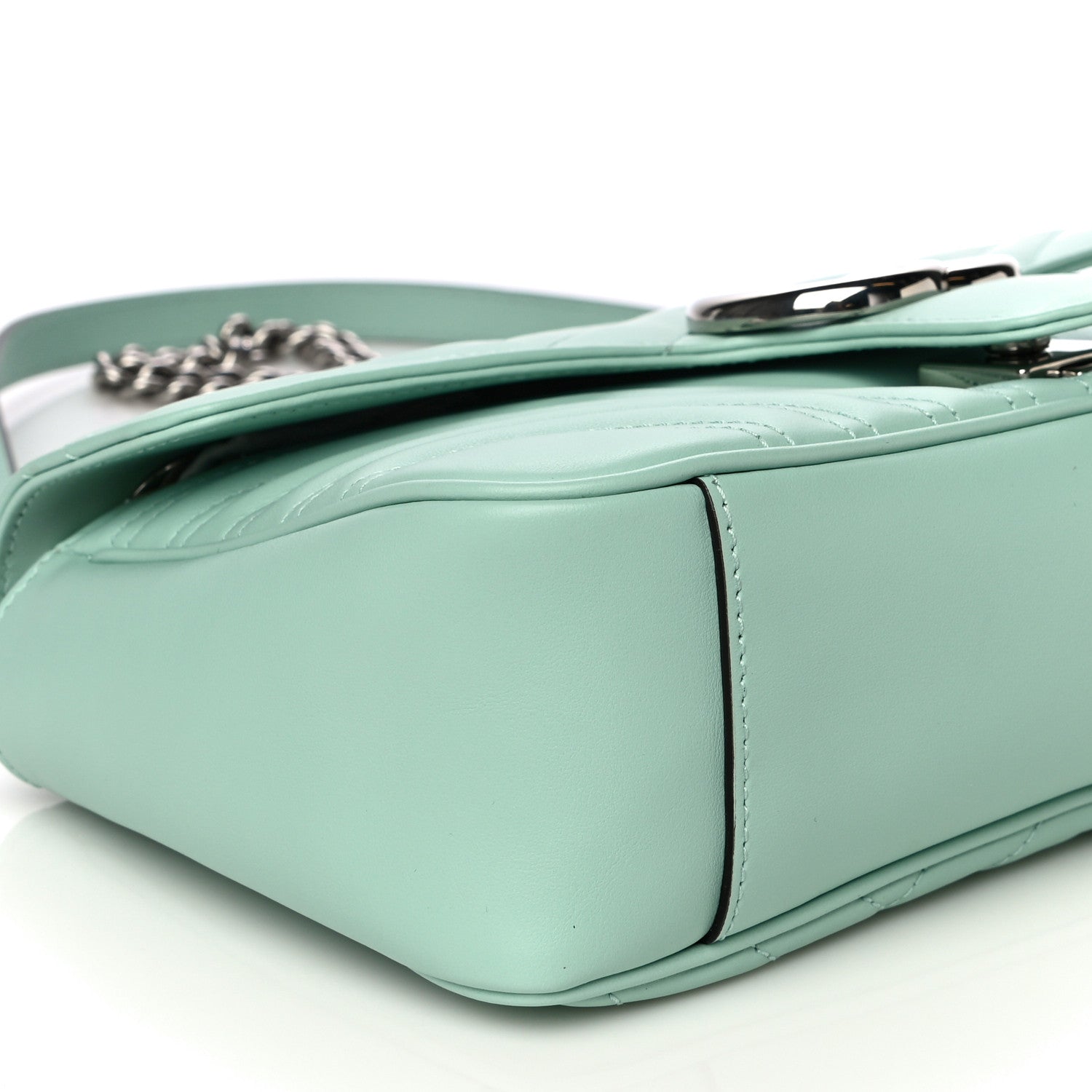 Gucci Calfskin Matelasse Small GG Marmont Shoulder Bag Water Green 5 of 15