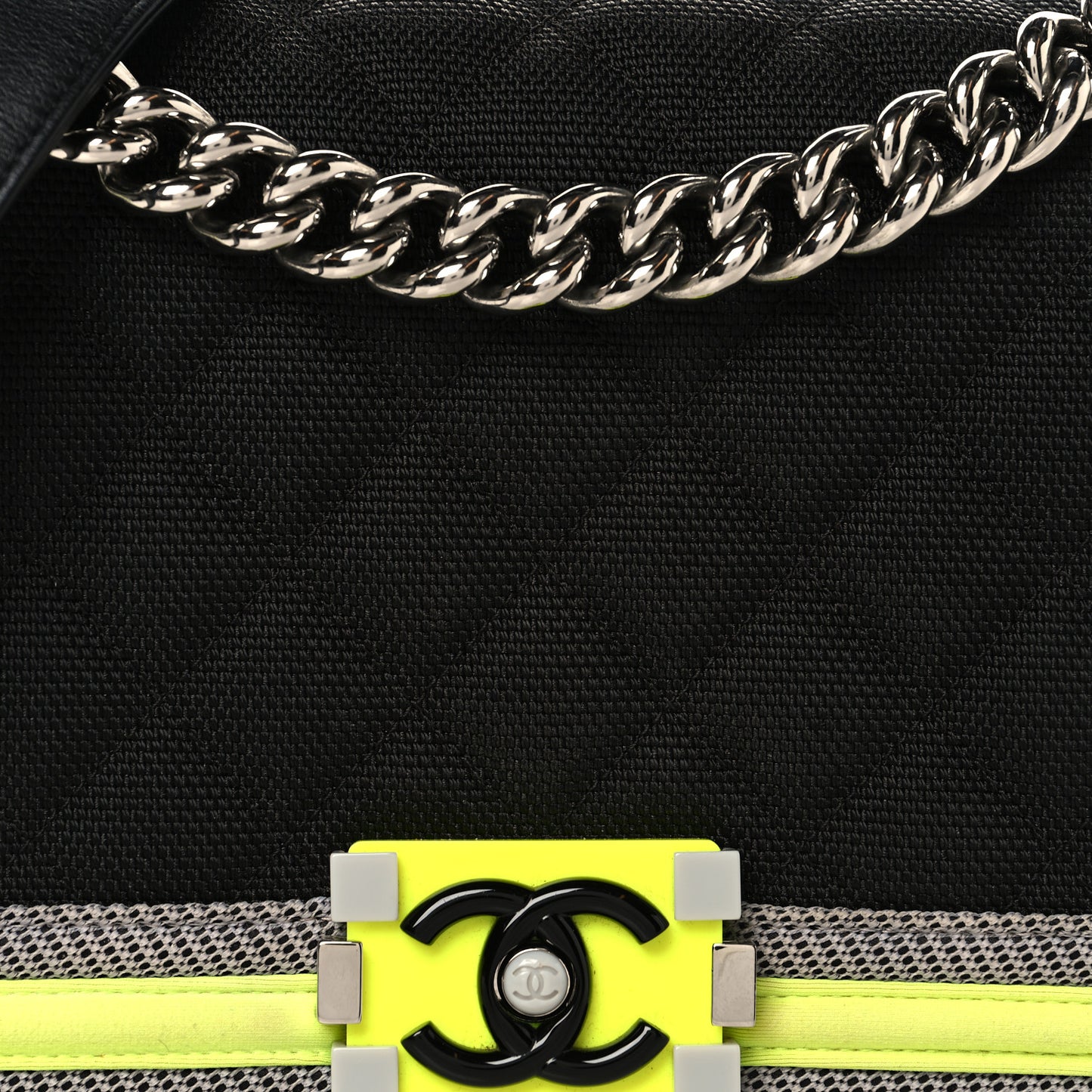 Canvas Quilted Medium Fluo Boy Flap Black Grey Yellow