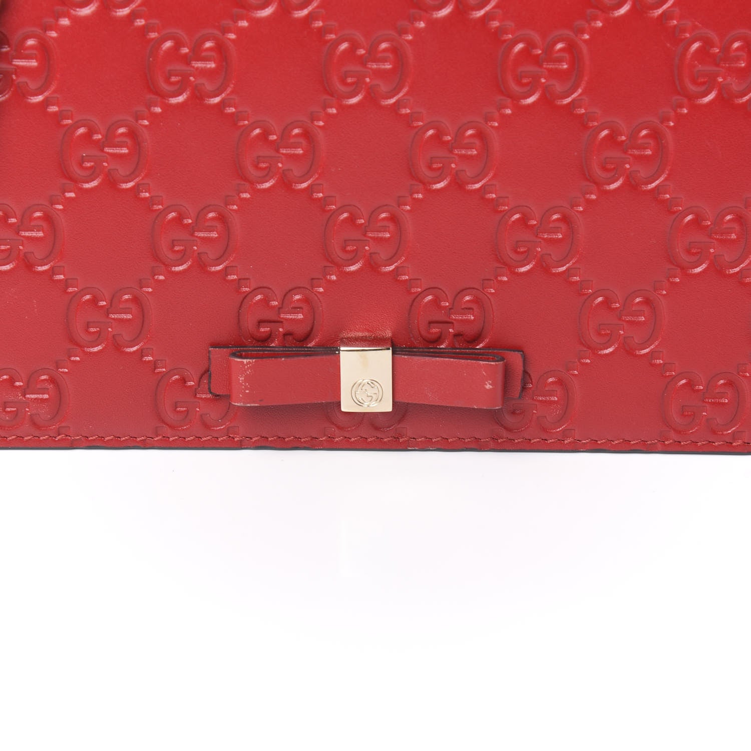 Gucci Guccissima Signature Bowy Chain Wallet Hibiscus Red 8 of 8