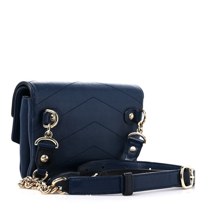Chanel Sheepskin Chevron Quilted Double Chevron Waist Bag Navy Black 3 of 13