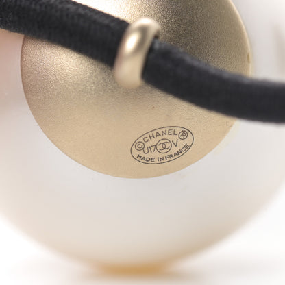 Chanel Pearl CC Hair Tie Black White 4 of 5