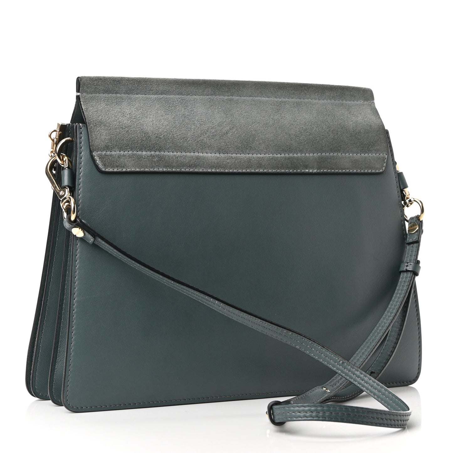 Suede Calfskin Medium Faye Shoulder Bag Cloudy Blue