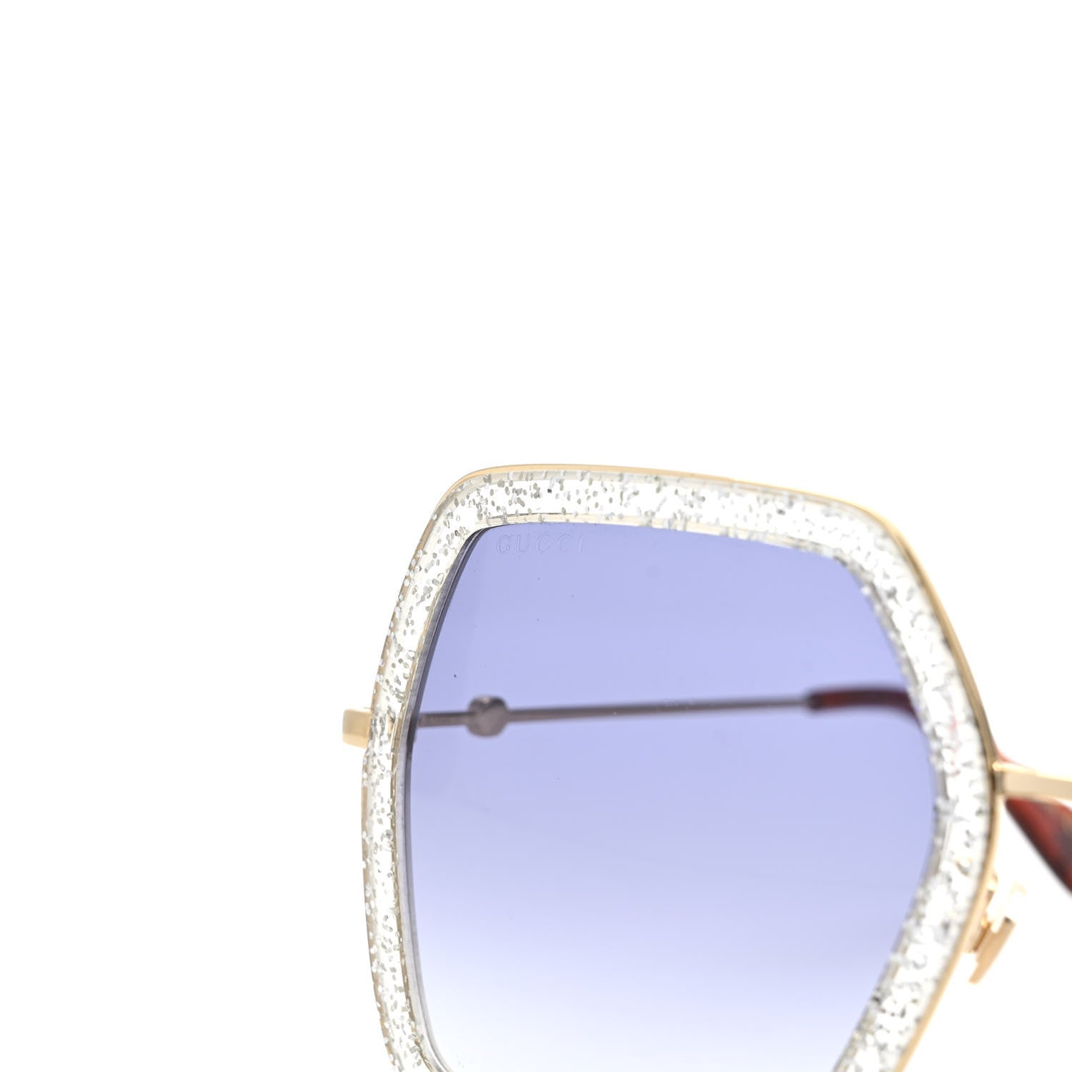 Gucci Glitter Acetate Oversize Square Frame Sunglasses GG0106S Gold 5 of 9