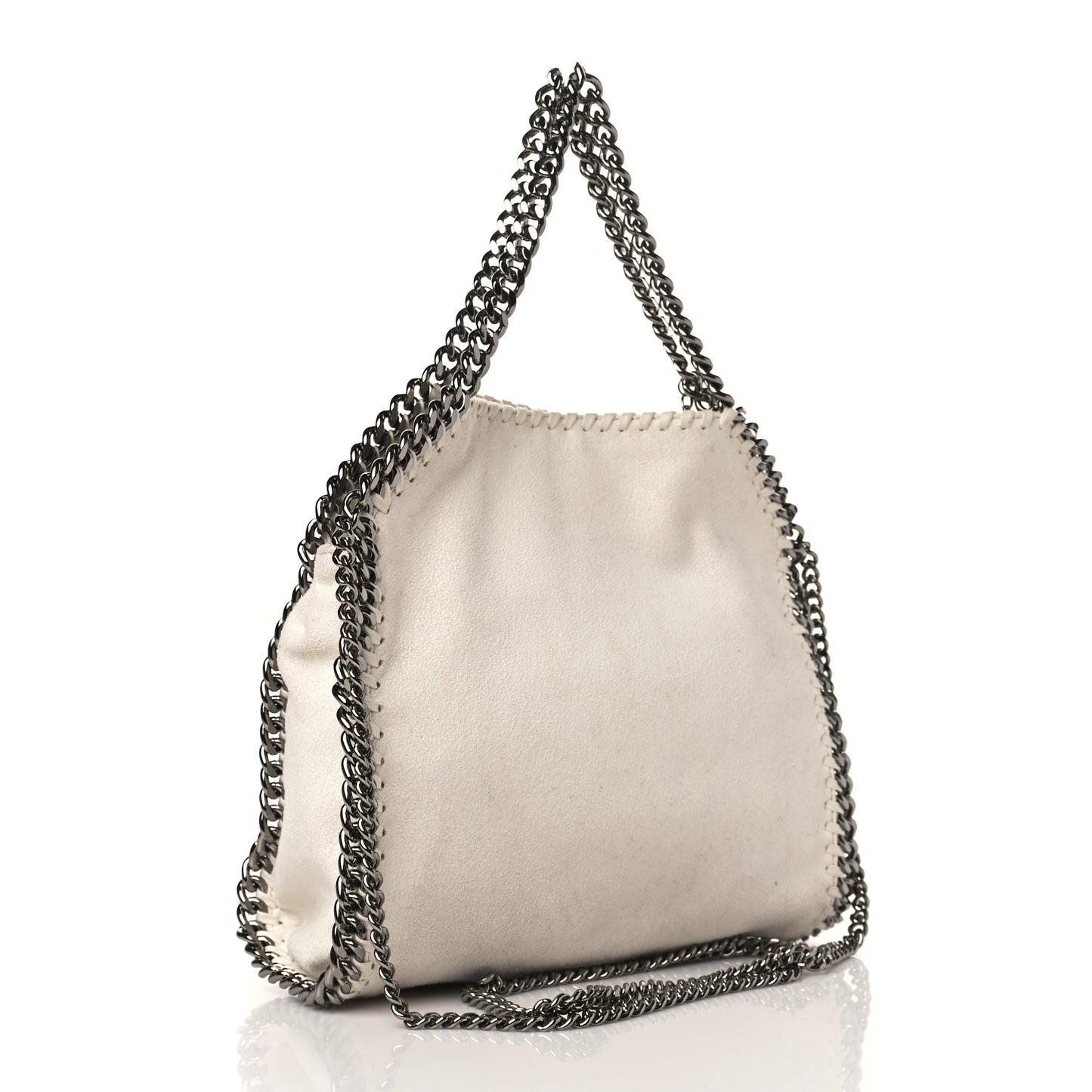 X ED CURTIS Shaggy Deer Logo Embroidered Mini Falabella Fold Over Tote White