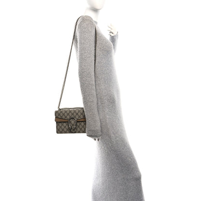 Gucci GG Supreme Monogram Suede Crystal Small Dionysus Shoulder Bag Beige Ebony Taupe 2 of 10