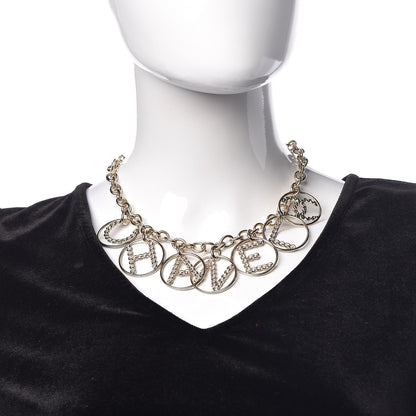 Chanel Metal Strass Crystal Logo Necklace Gold 2 of 6