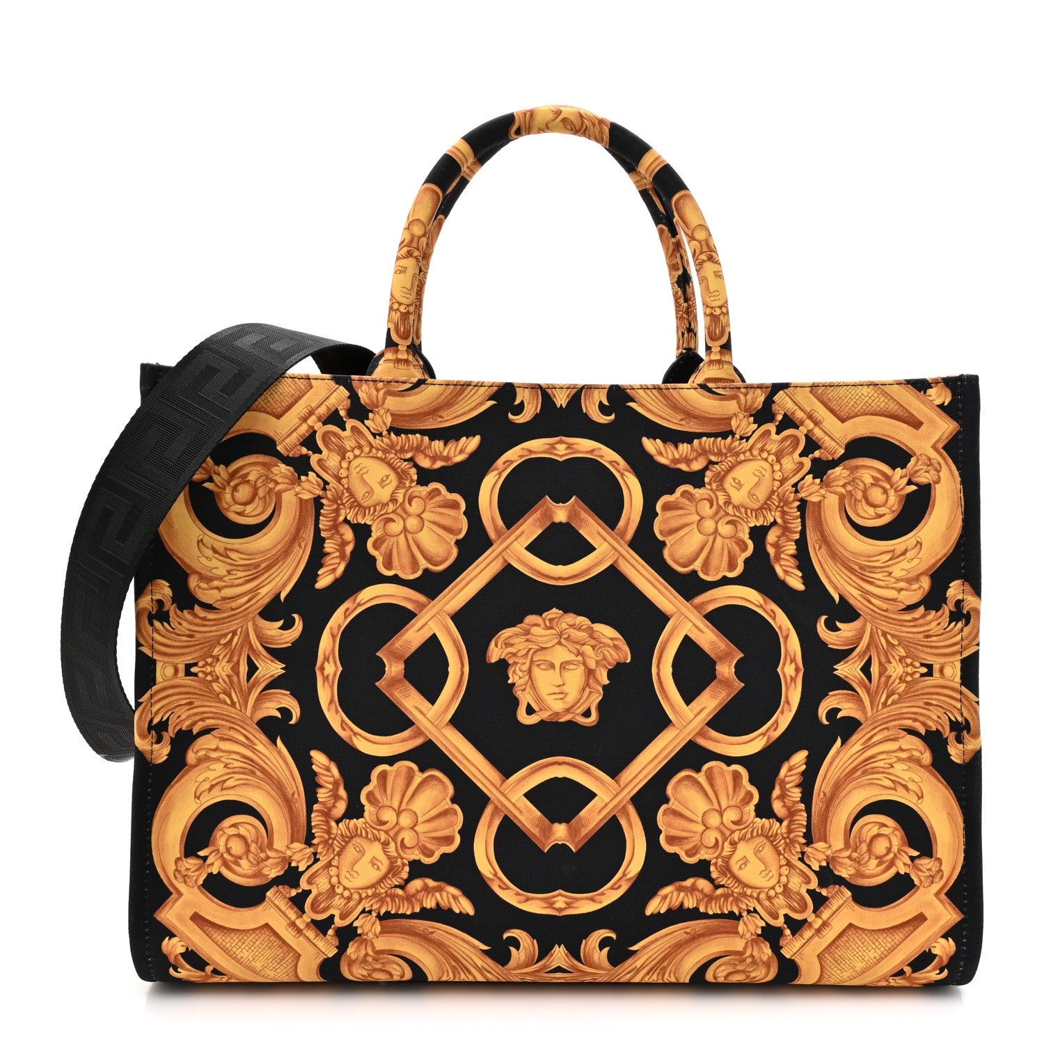 Versace Canvas Baroque Print Medusa Large Tote Black 1 of 8
