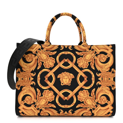Versace Canvas Baroque Print Medusa Large Tote Black 1 of 8
