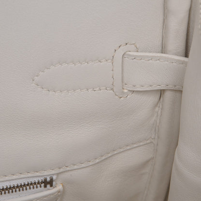 Hermes Swift Toile Birkin 35 Blanc Vert Miliatire 22 of 27