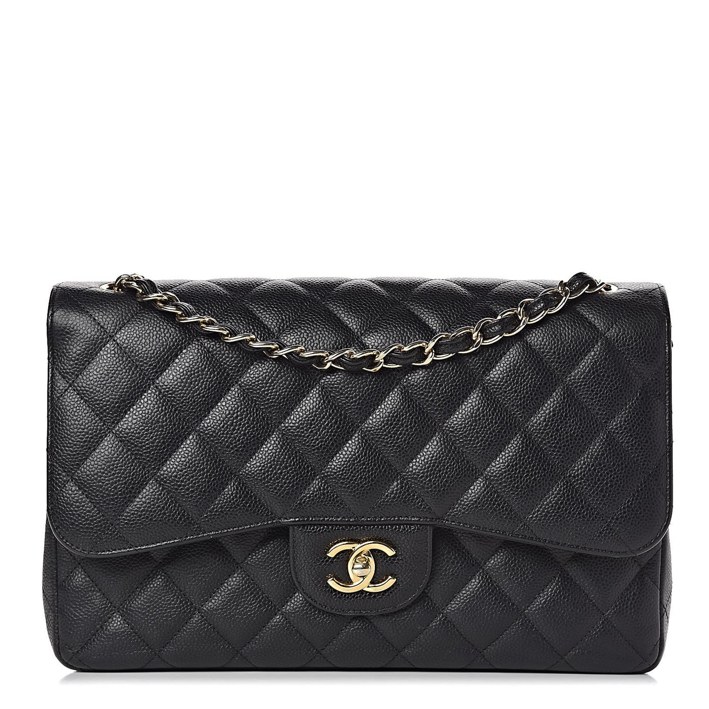 Caviar Quilted Jumbo Double Flap Black