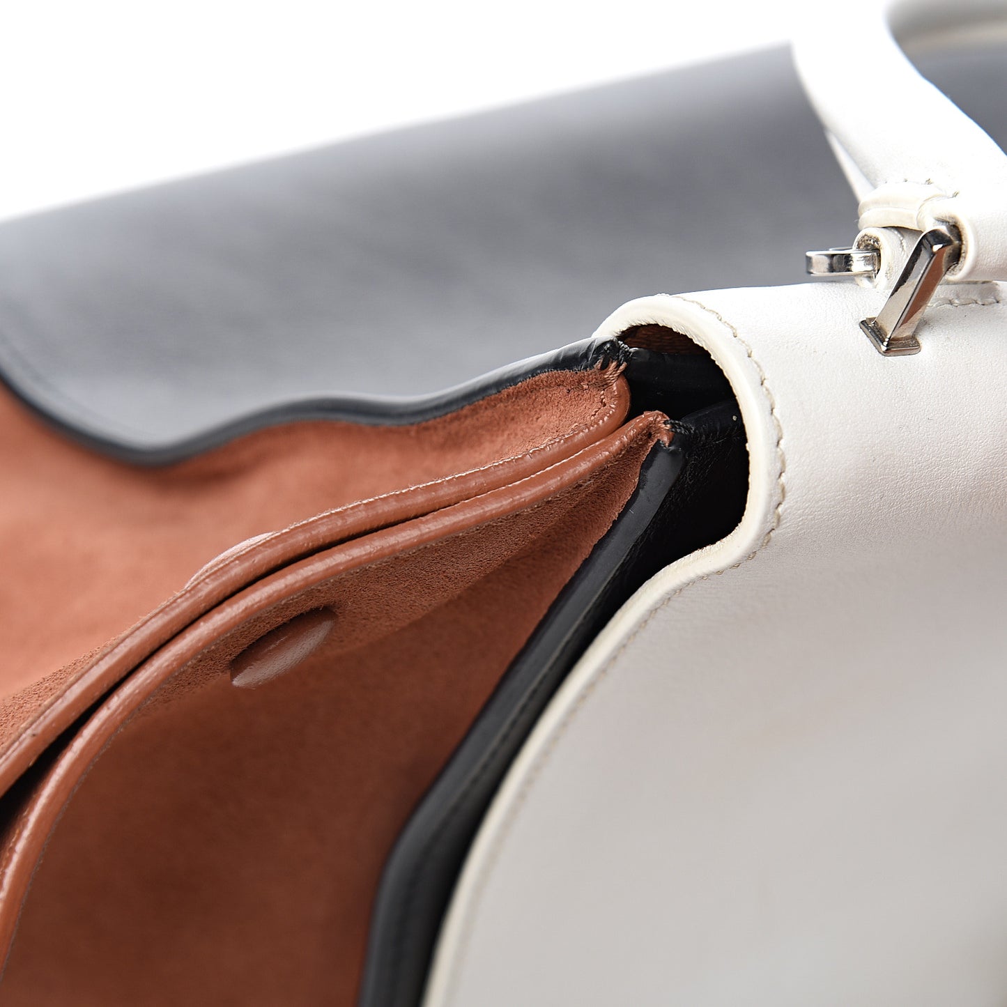 Smooth Calfskin Suede Medium Tri-Color Trapeze White