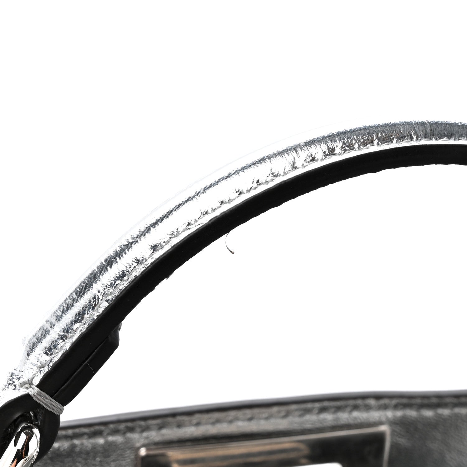 Fendi Rock Millenium Laminata Small Peekaboo I SEE U Satchel Argento 13 of 16