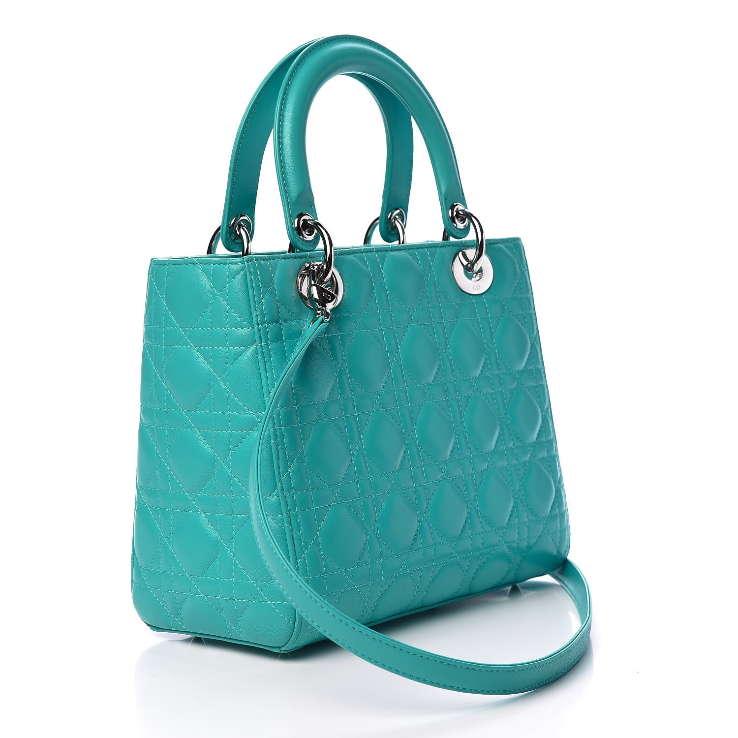 Christian Dior Lambskin Cannage Medium Lady Dior Turquoise 3 of 12