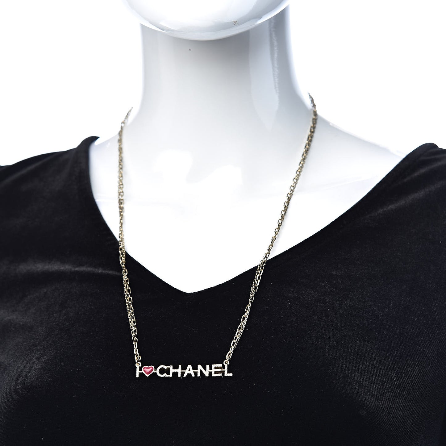 Quilted I Heart Logo Necklace Gold
