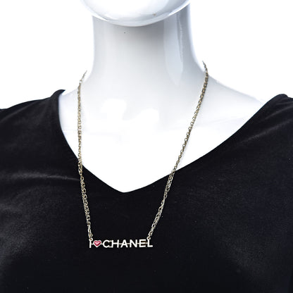 Chanel Quilted I Heart Logo Necklace Gold 2 of 6