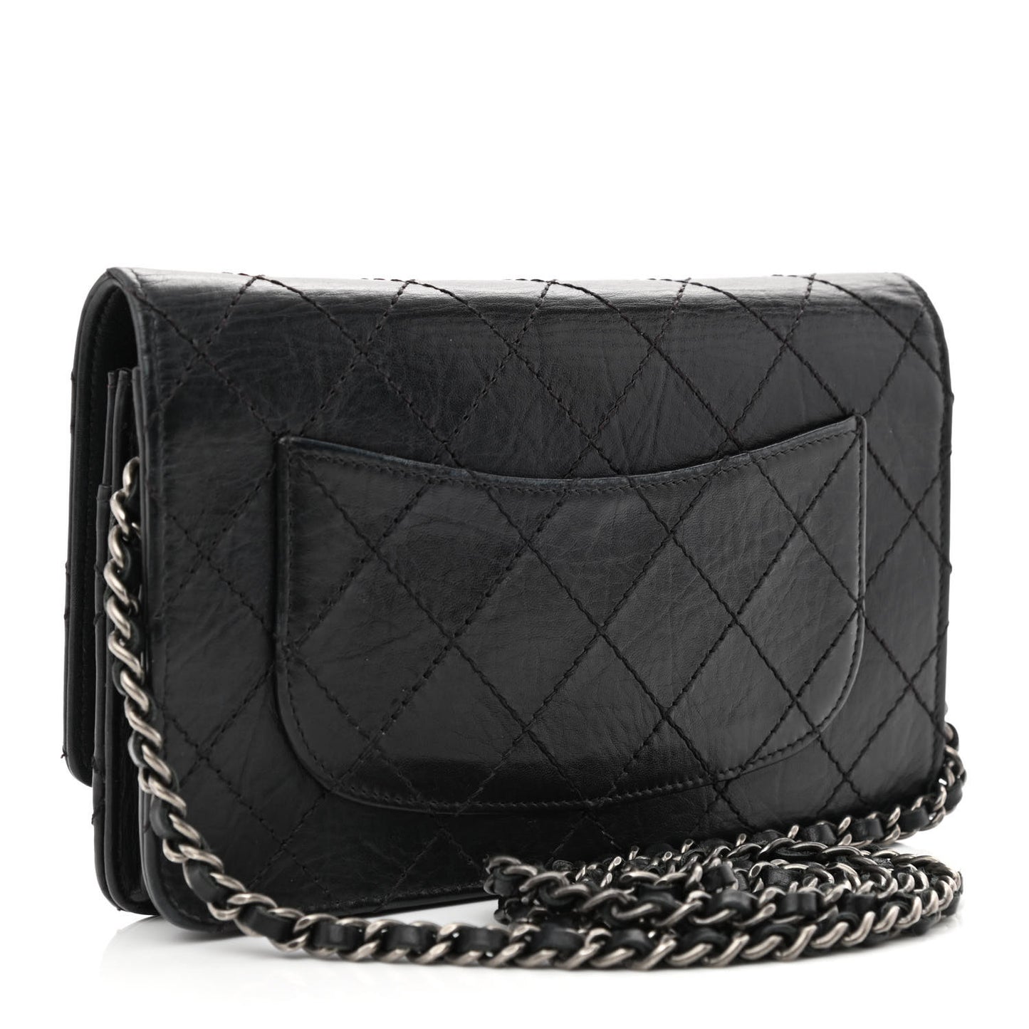 Calfskin Quilted Reissue Wallet On Chain WOC Black
