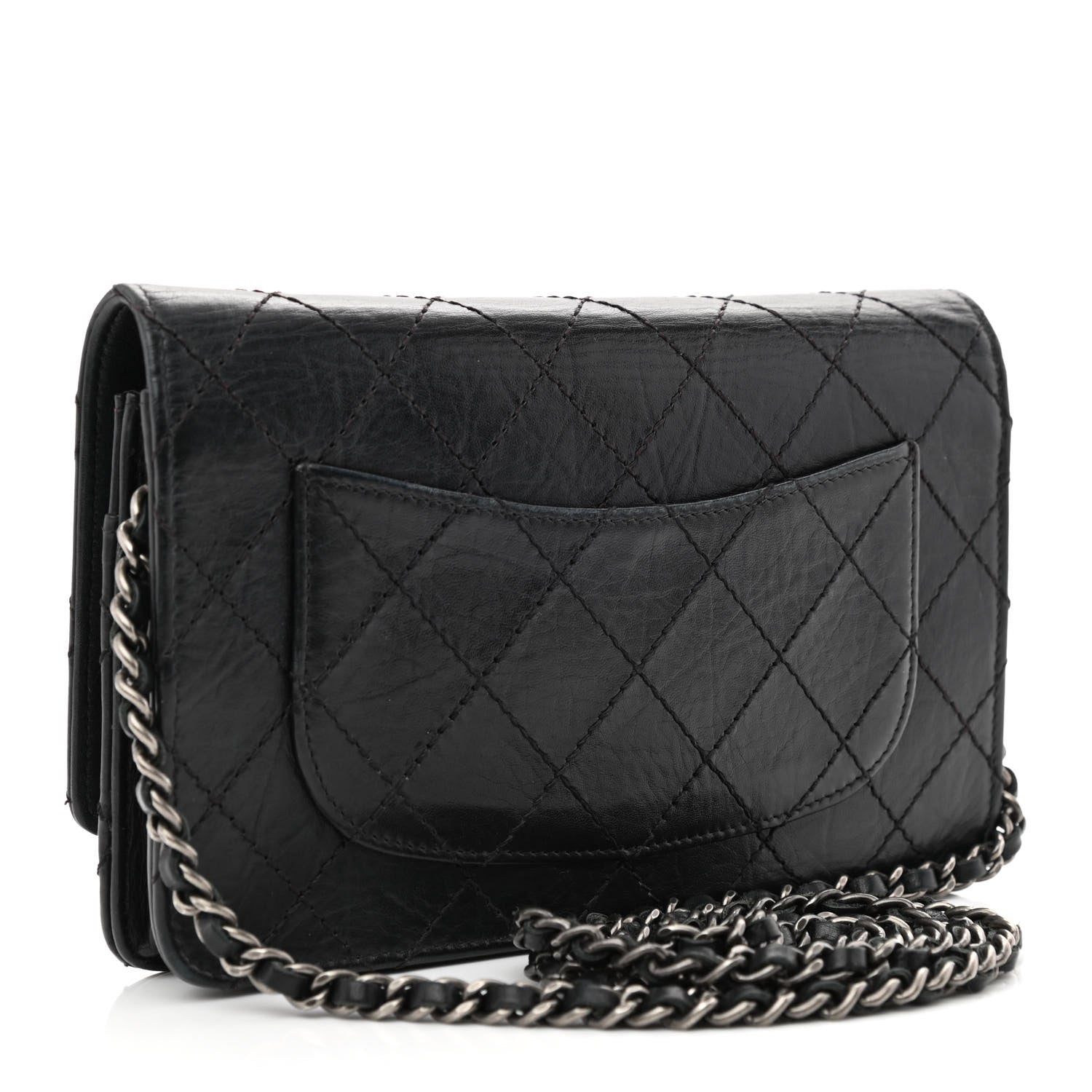 Chanel Calfskin Quilted Reissue Wallet On Chain WOC Black 3 of 12