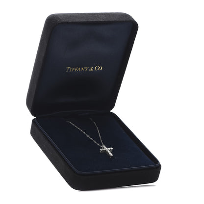 Tiffany Platinum Diamond Small Cross Pendant Necklace 12 of 14