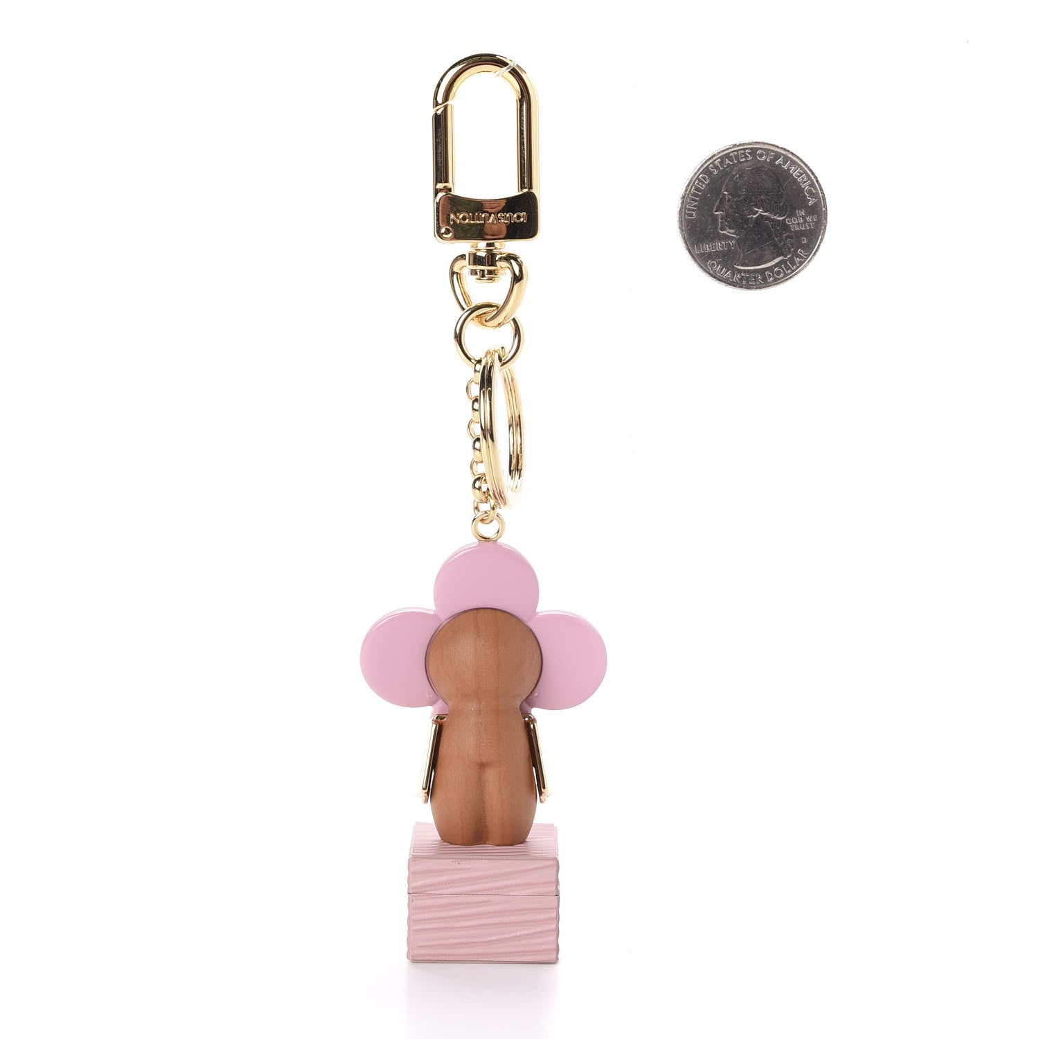 Louis Vuitton Resin Wood Vivienne Trunk Bag Charm Pink 2 of 5