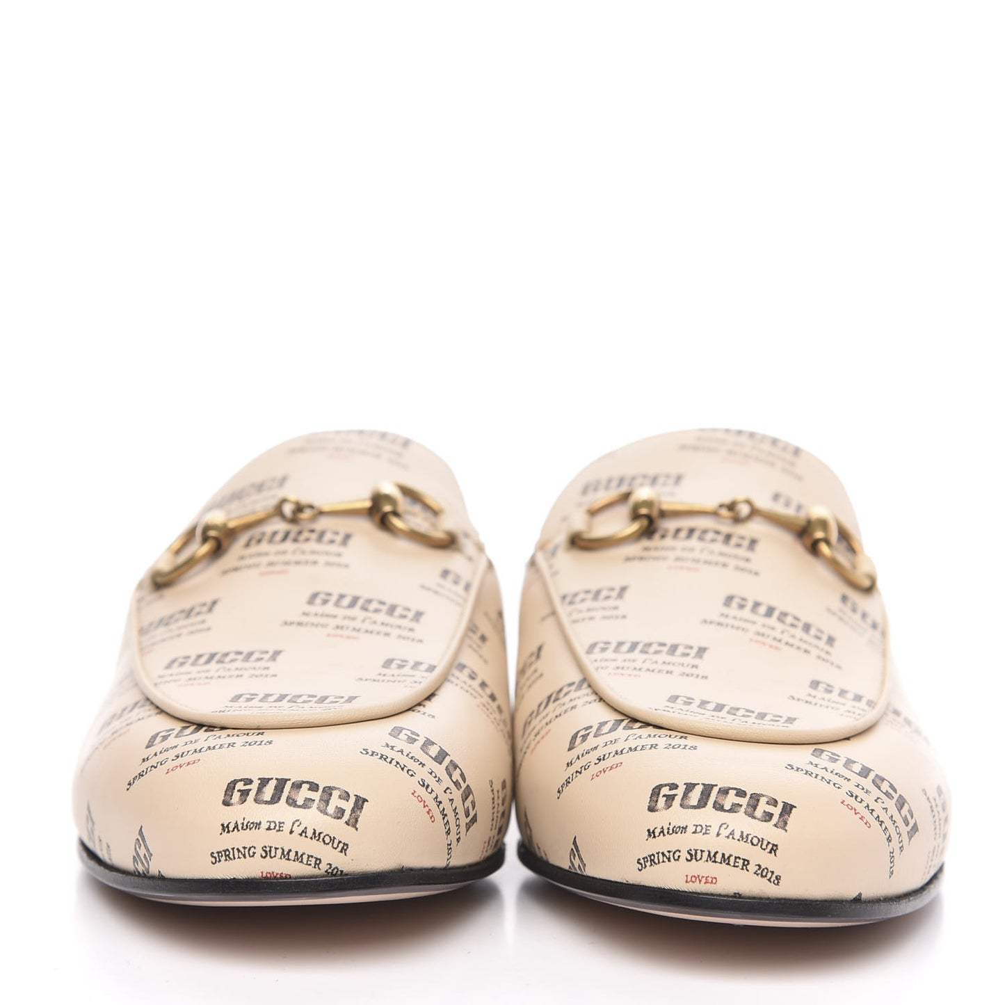 Calfskin Stamp Print Womens Princetown Slippers 37 Soy Black