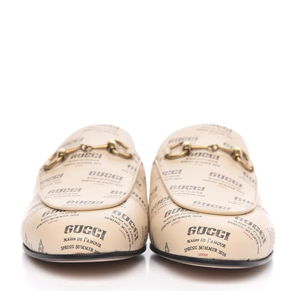 Gucci Calfskin Stamp Print Womens Princetown Slippers 37 Soy Black 2 of 10