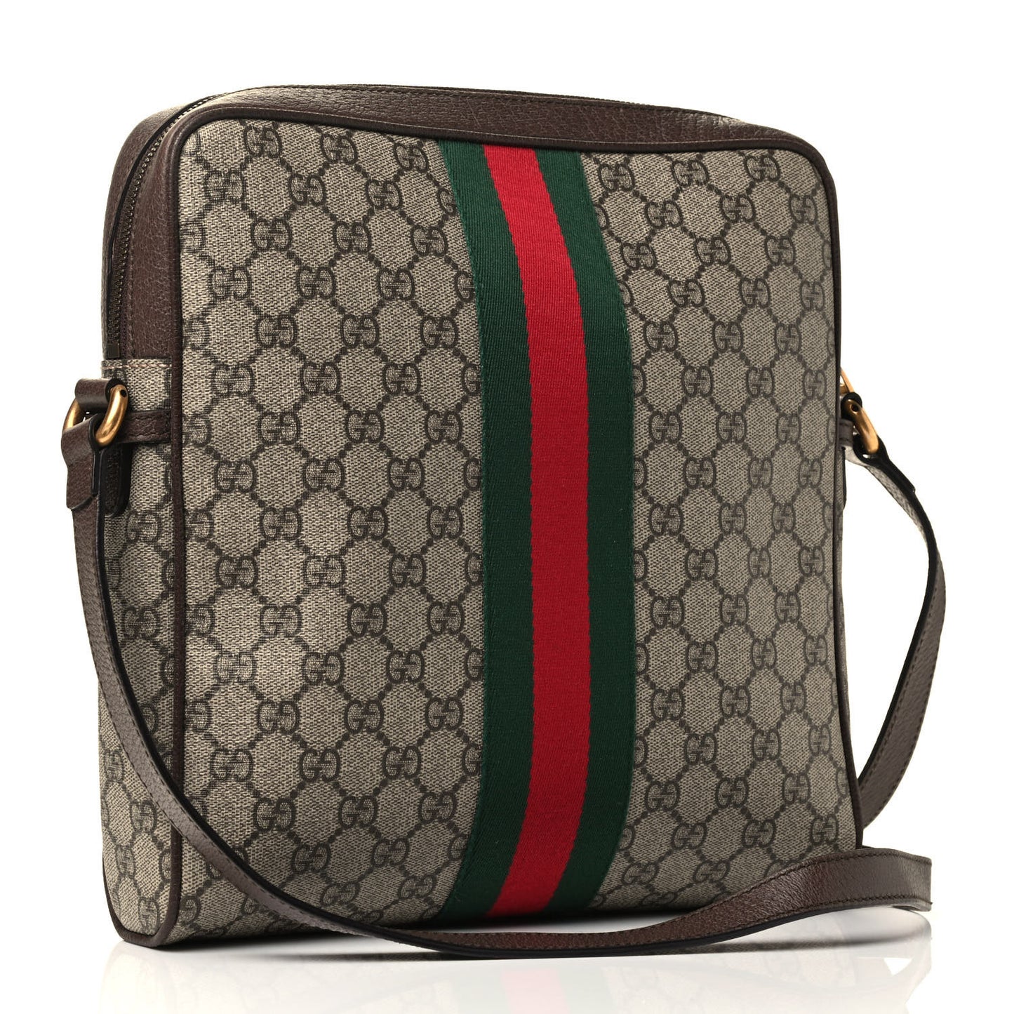 GG Supreme Monogram Web Medium Ophidia Messenger Bag Brown