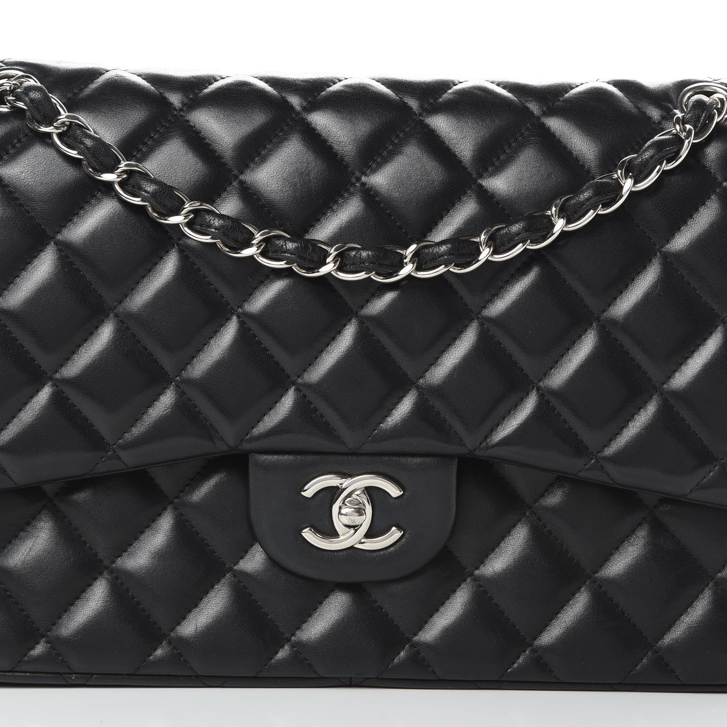 Chanel Lambskin Quilted Jumbo Double Flap Black 8 of 17