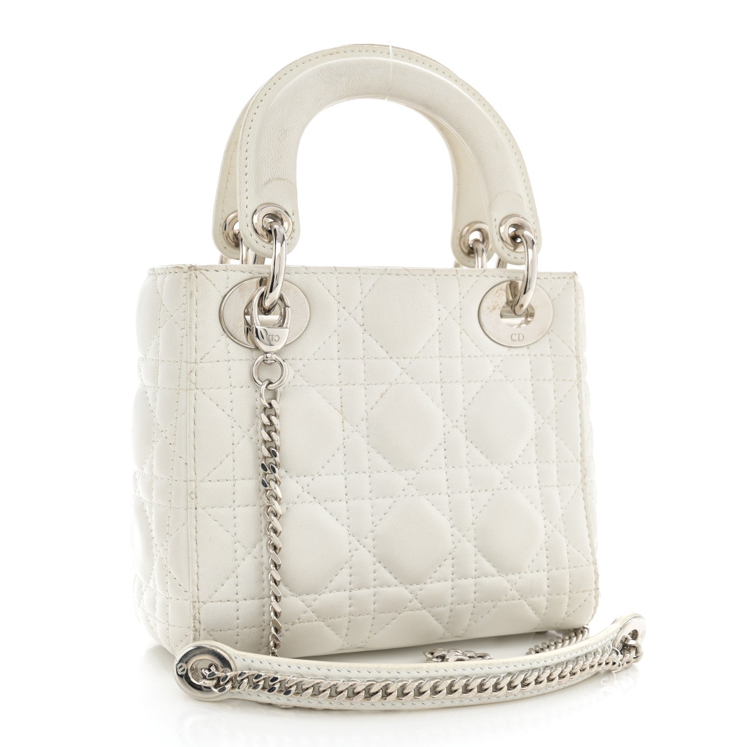 Christian Dior Lambskin Cannage Mini Lady Dior White 3 of 16