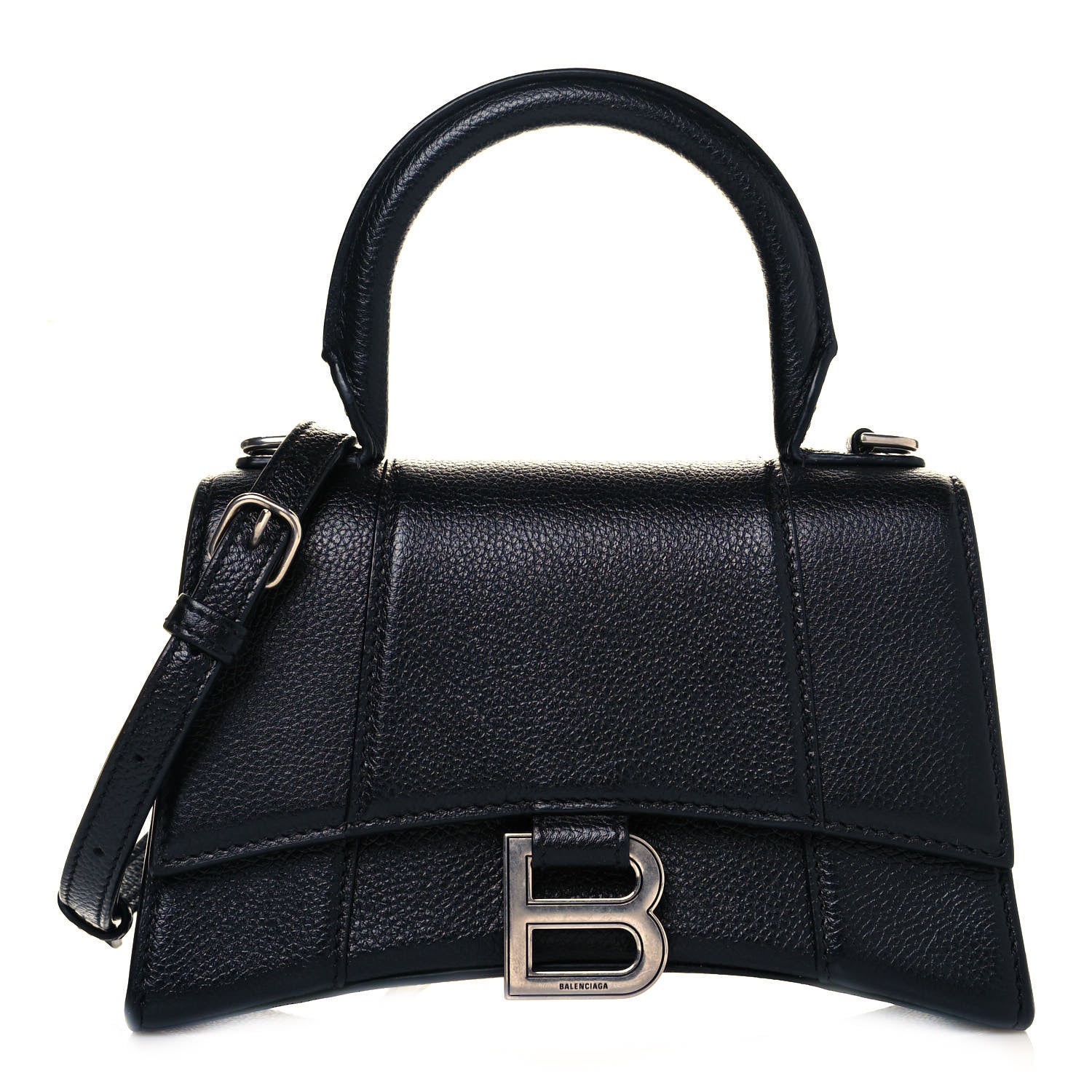 Balenciaga Grained Calfskin Hourglass Top Handle Bag XS Black 1 of 11