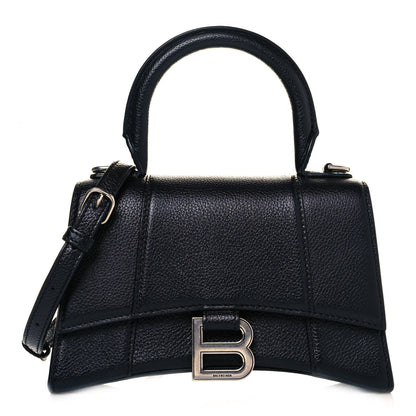 Balenciaga Grained Calfskin Hourglass Top Handle Bag XS Black 1 of 11