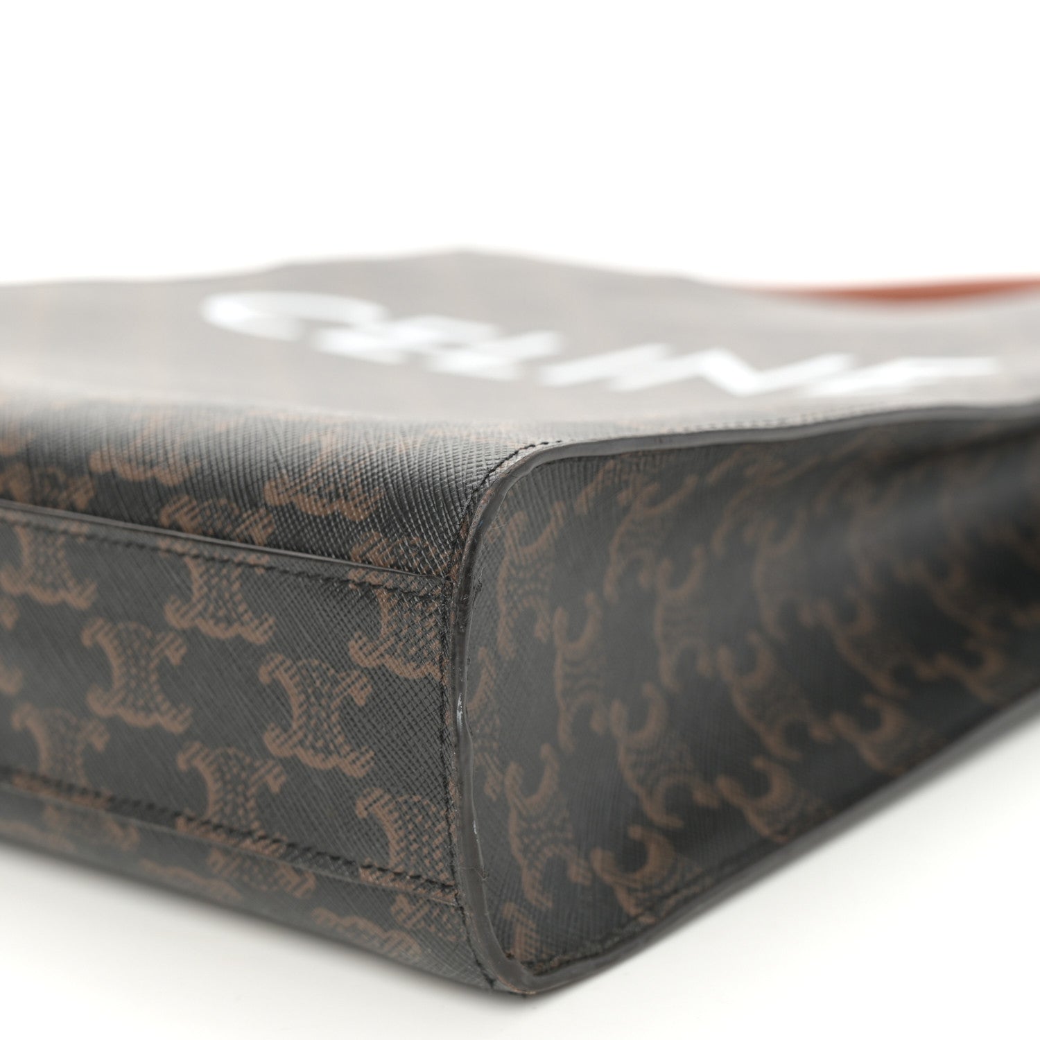 Celine Triomphe Canvas Calfskin Small Vertical Cabas Tan 9 of 10