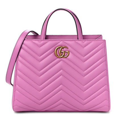 Gucci Calfskin Matelasse Small GG Marmont Tote Candy Mousse 1 of 11